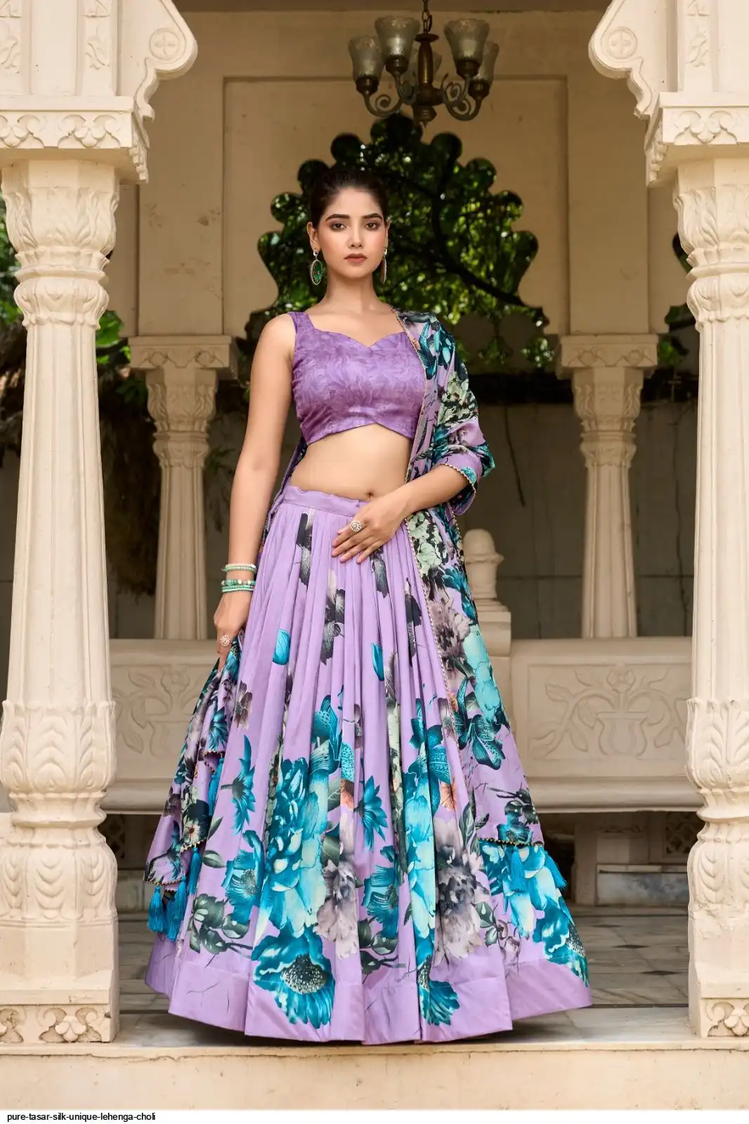 PURE TASAR SILK UNIQUE LEHENGA CHOLI LNB1230GRN