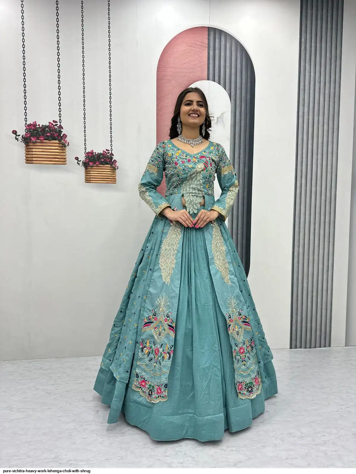 PURE VICHITRA HEAVY WORK LEHENGA CHOLI WITH SHRUG A