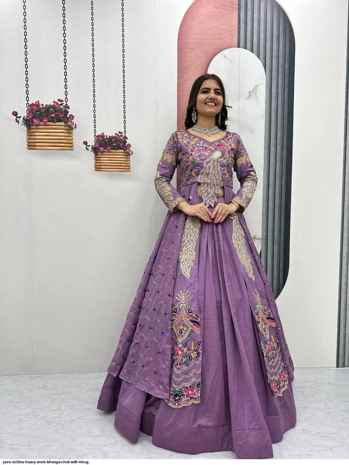 PURE VICHITRA HEAVY WORK LEHENGA CHOLI WITH SHRUG B