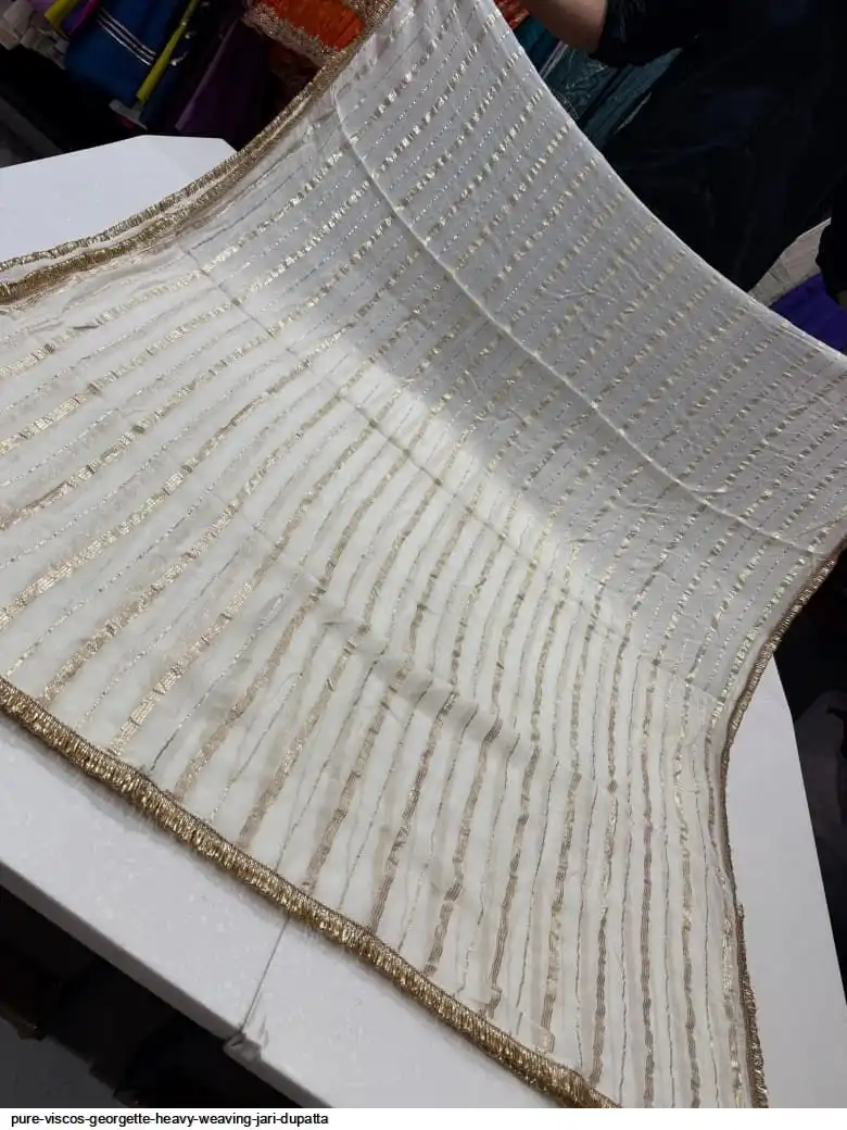 PURE VISCOS GEORGETTE HEAVY WEAVING JARI DUPATTA 1