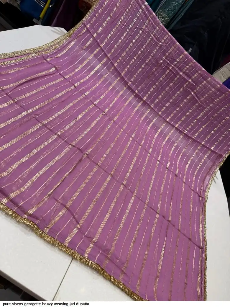 PURE VISCOS GEORGETTE HEAVY WEAVING JARI DUPATTA 2