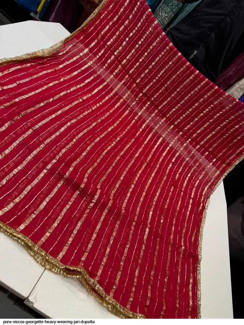 PURE VISCOS GEORGETTE HEAVY WEAVING JARI DUPATTA 4
