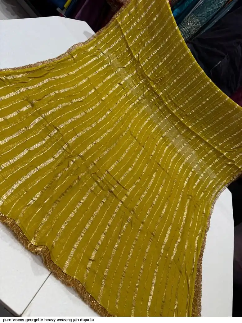 PURE VISCOS GEORGETTE HEAVY WEAVING JARI DUPATTA 3
