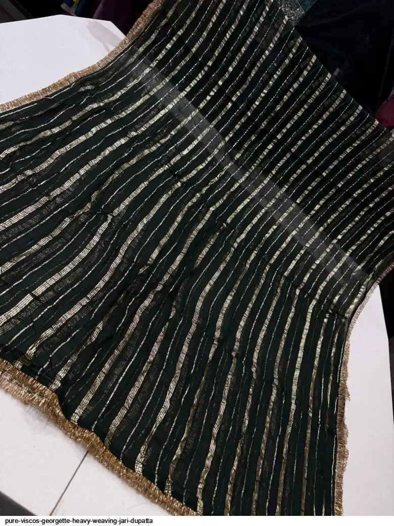 PURE VISCOS GEORGETTE HEAVY WEAVING JARI DUPATTA 6