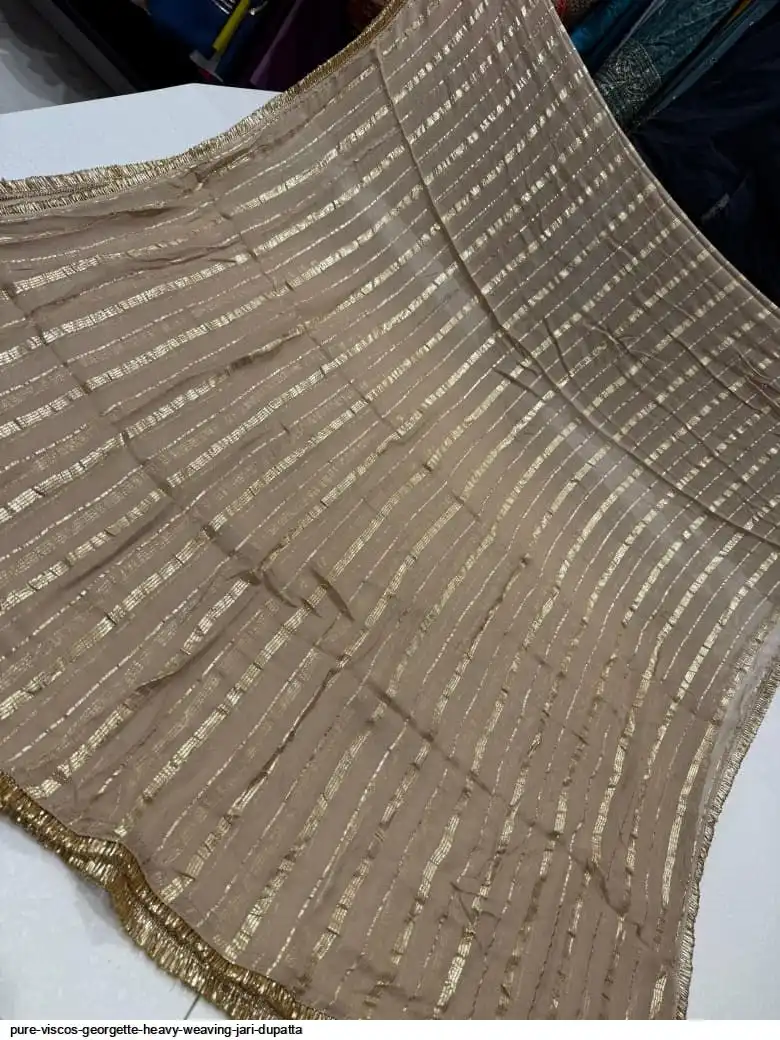 PURE VISCOS GEORGETTE HEAVY WEAVING JARI DUPATTA 9