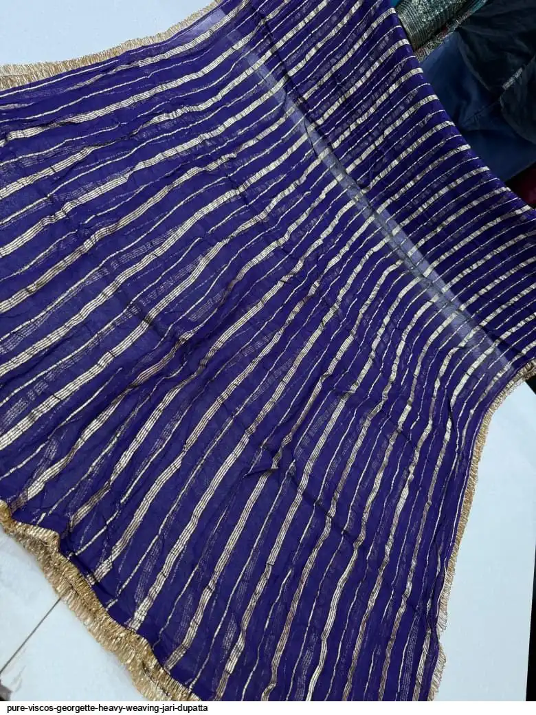 PURE VISCOS GEORGETTE HEAVY WEAVING JARI DUPATTA 7