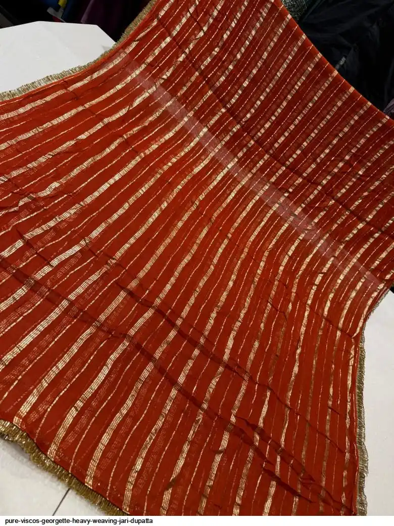 PURE VISCOS GEORGETTE HEAVY WEAVING JARI DUPATTA 11