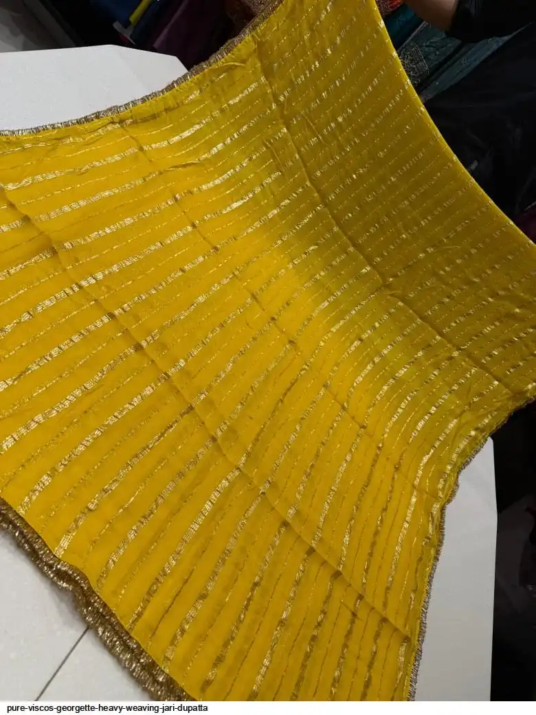 PURE VISCOS GEORGETTE HEAVY WEAVING JARI DUPATTA 10