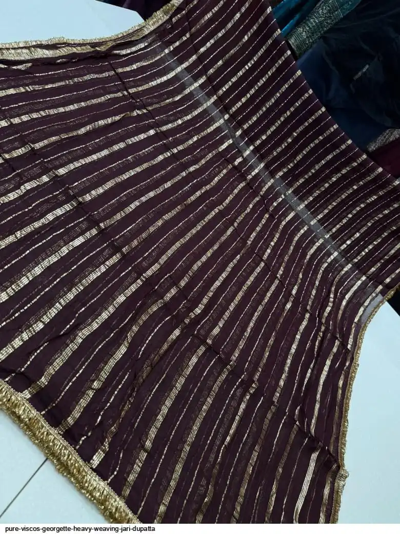 PURE VISCOS GEORGETTE HEAVY WEAVING JARI DUPATTA 13
