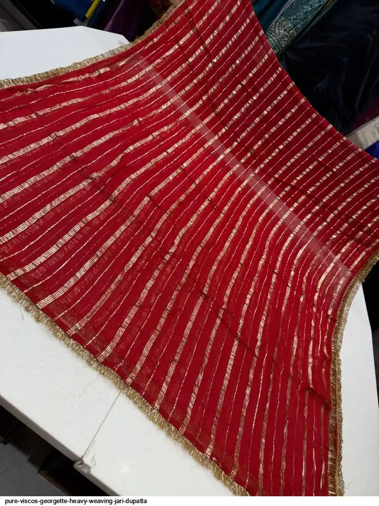 PURE VISCOS GEORGETTE HEAVY WEAVING JARI DUPATTA 14