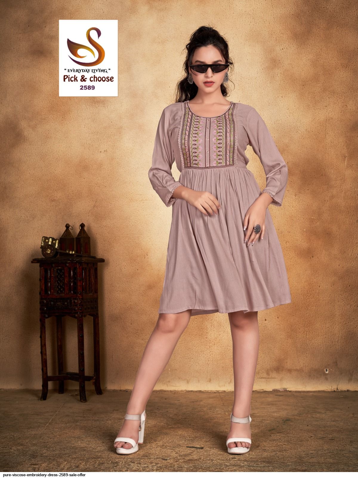 PURE VISCOSE EMBROIDERY DRESS 2589 SALE OFFER