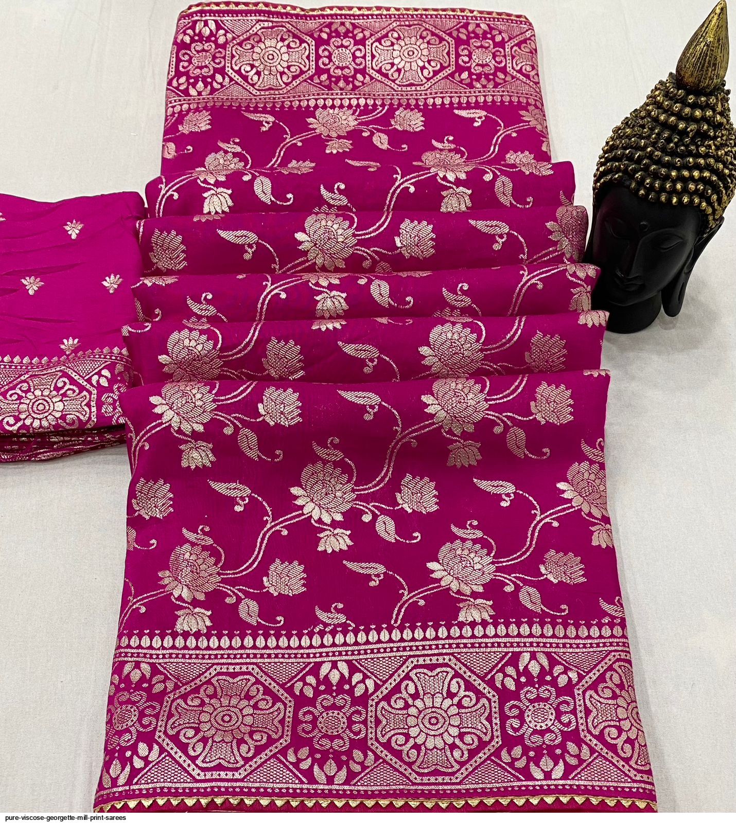 Sulakshmi 8006-A Suvarna Pink Unstitched Georgette Viscose Saree