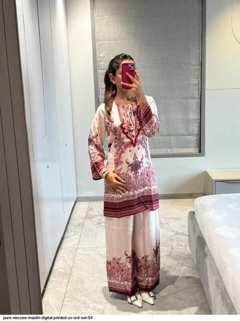 PURE VISCOSE MASLIN DIGITAL PRINTED CO ORD SET 04