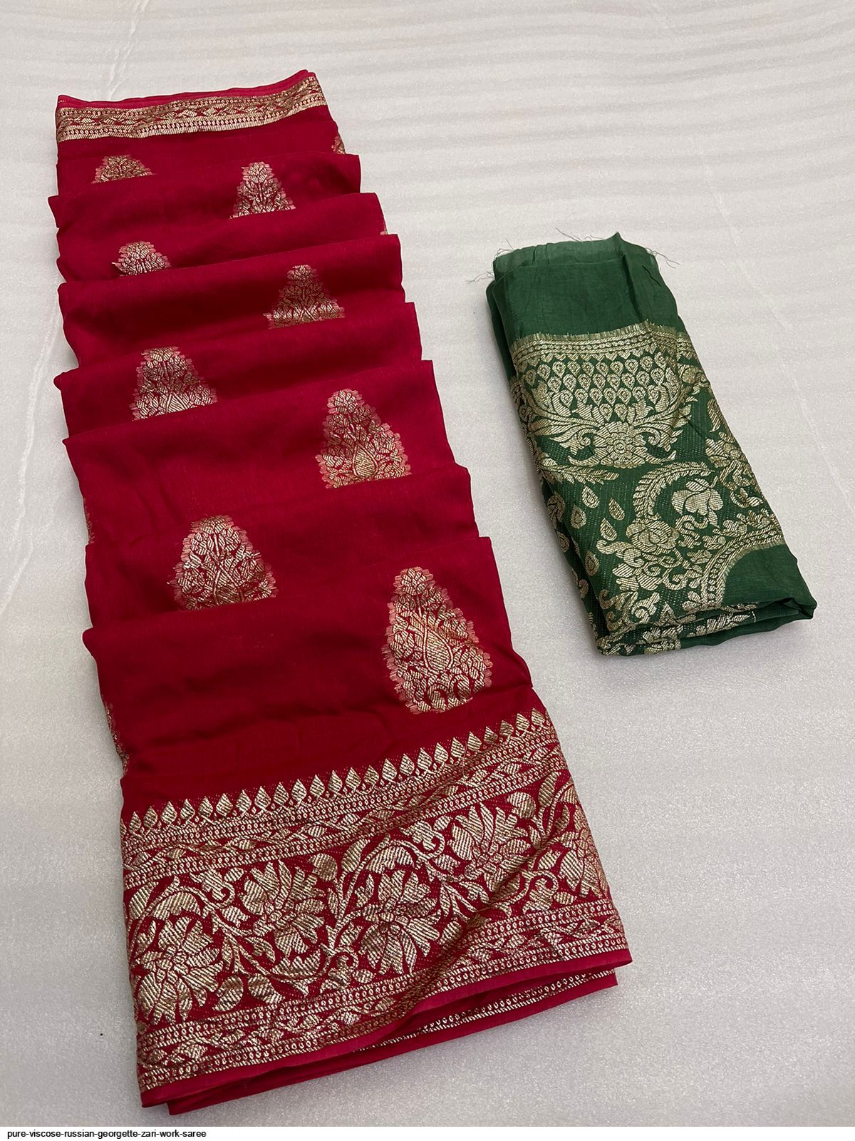 Pure Handloom Banarasi Khaddi Georgette Silk Water Zari Work Saree –  FashionVibes