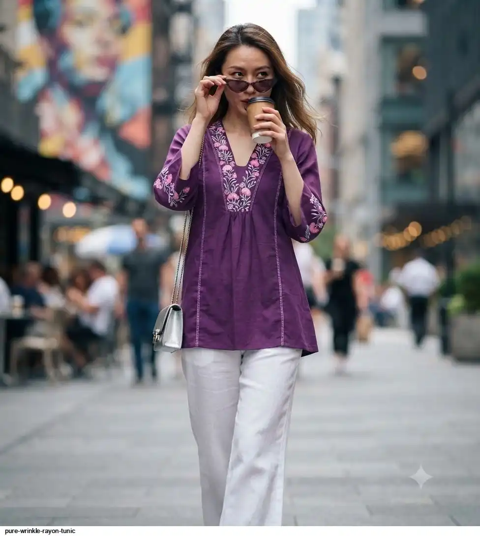 PURE WRINKLE RAYON TUNIC 5