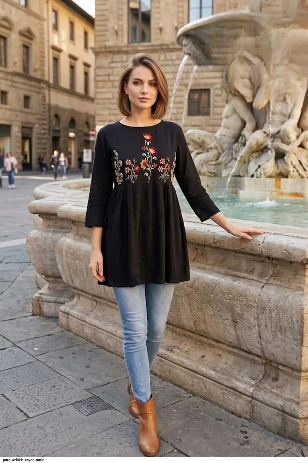 PURE WRINKLE RAYON TUNIC 12