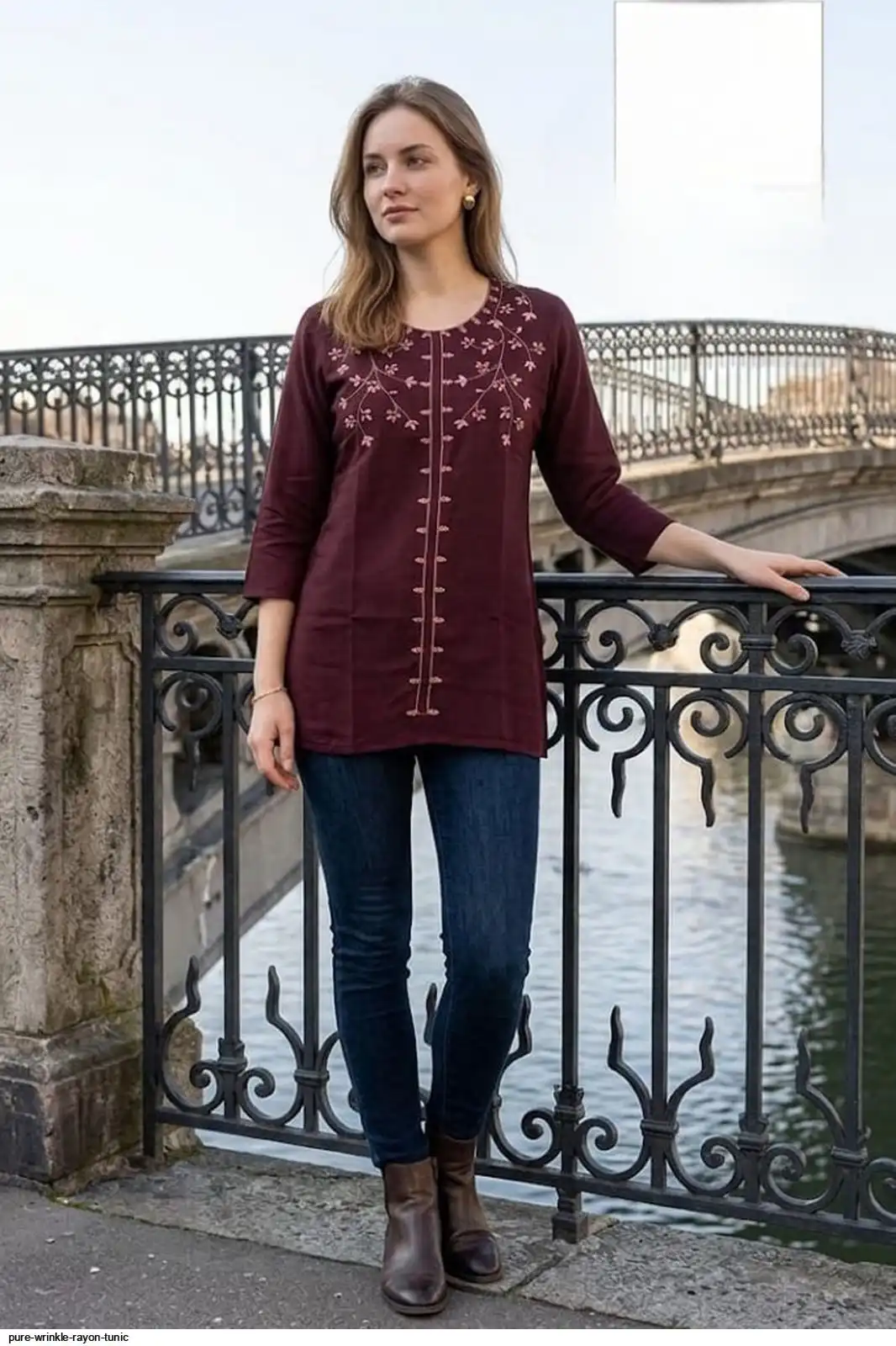 PURE WRINKLE RAYON TUNIC 36