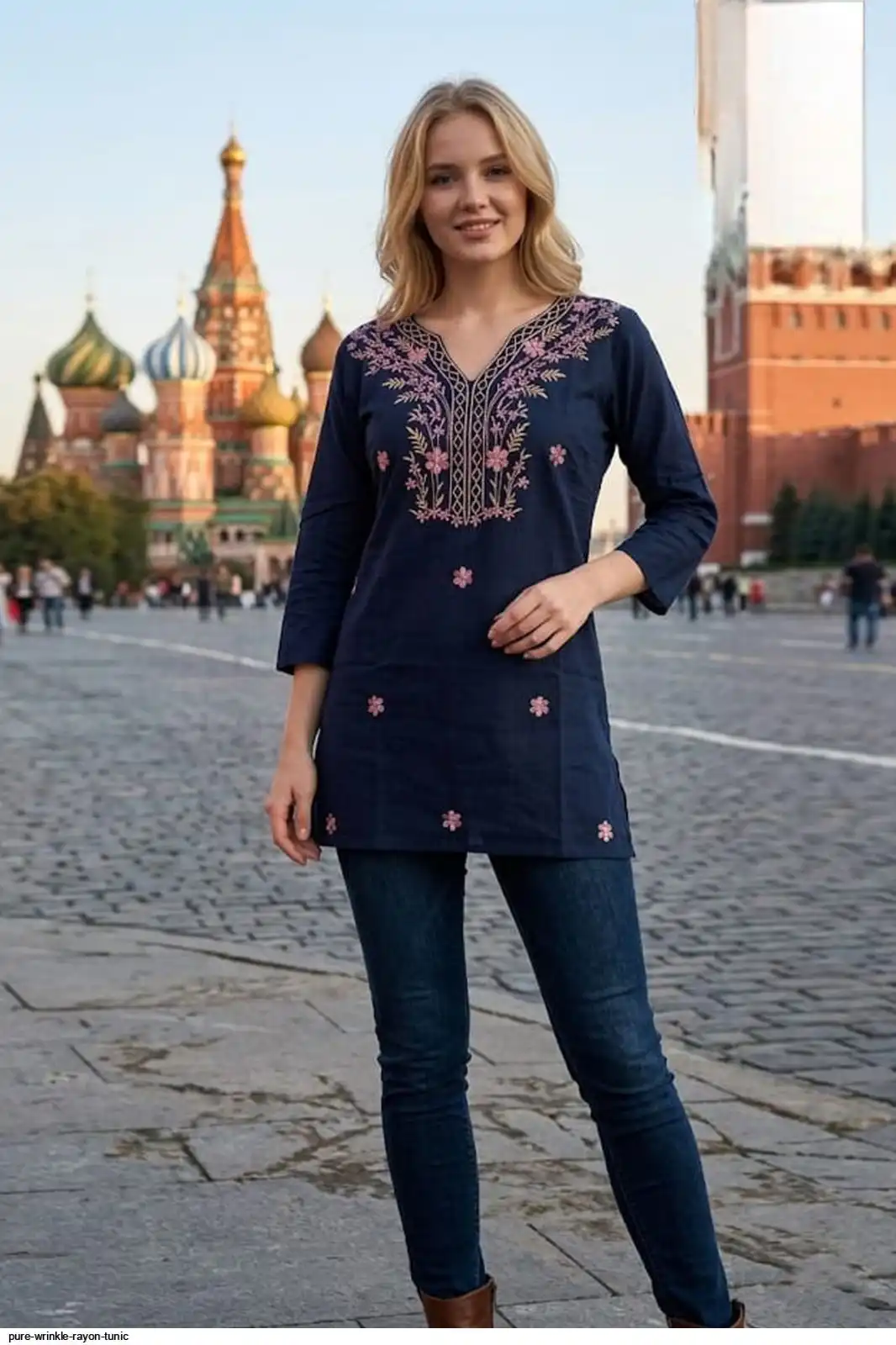 PURE WRINKLE RAYON TUNIC 38