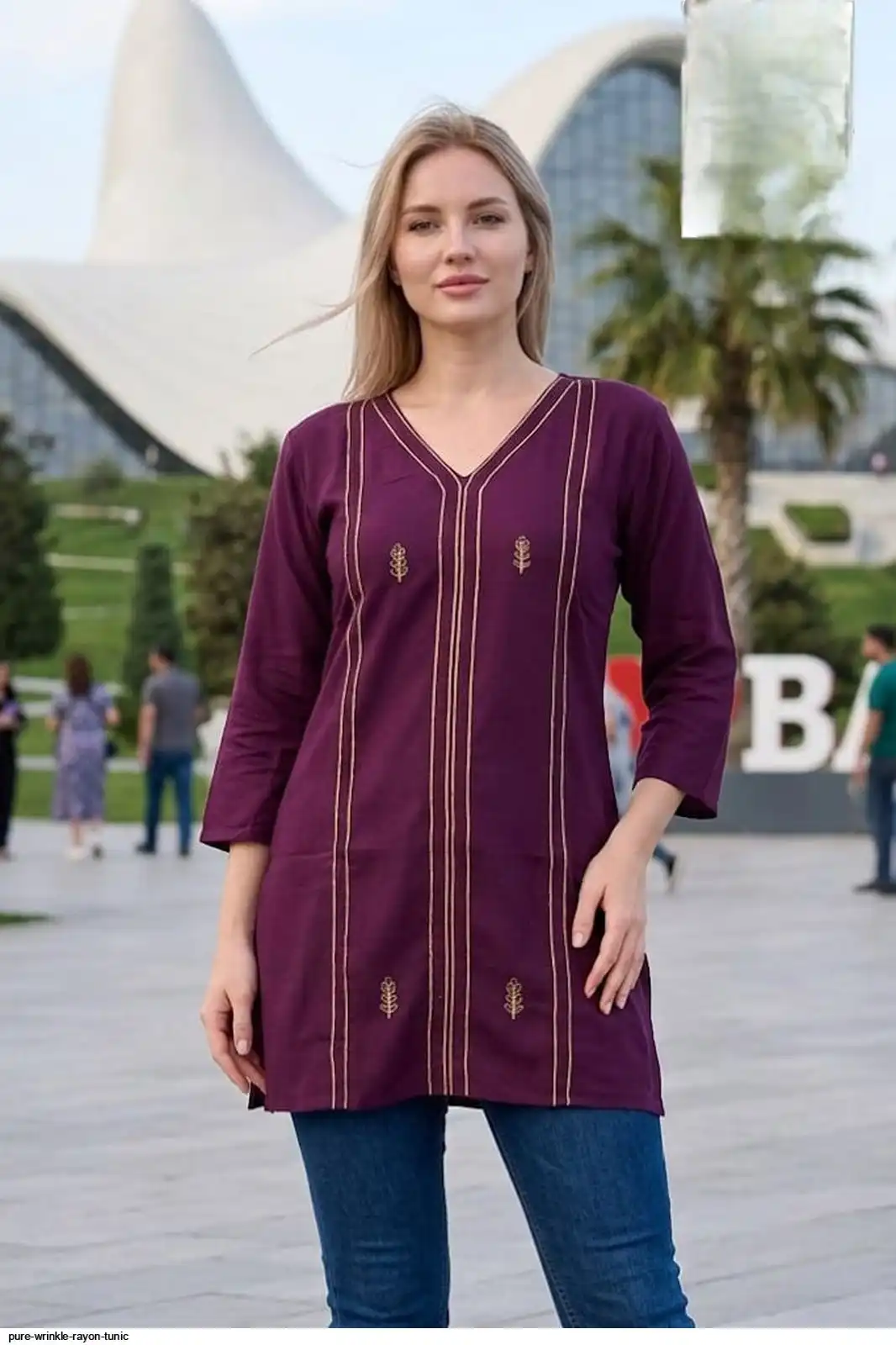 PURE WRINKLE RAYON TUNIC 40