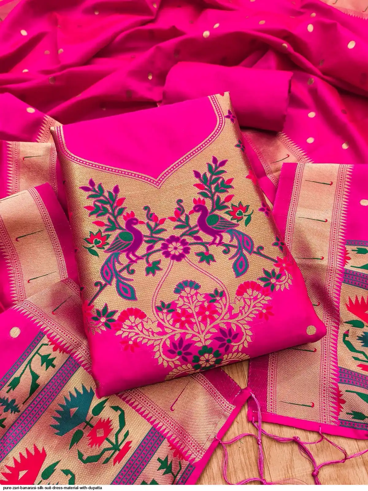 pure banarasi silk dress material Pure Zari Banarasi Silk Suit Dress Material with Dupatta