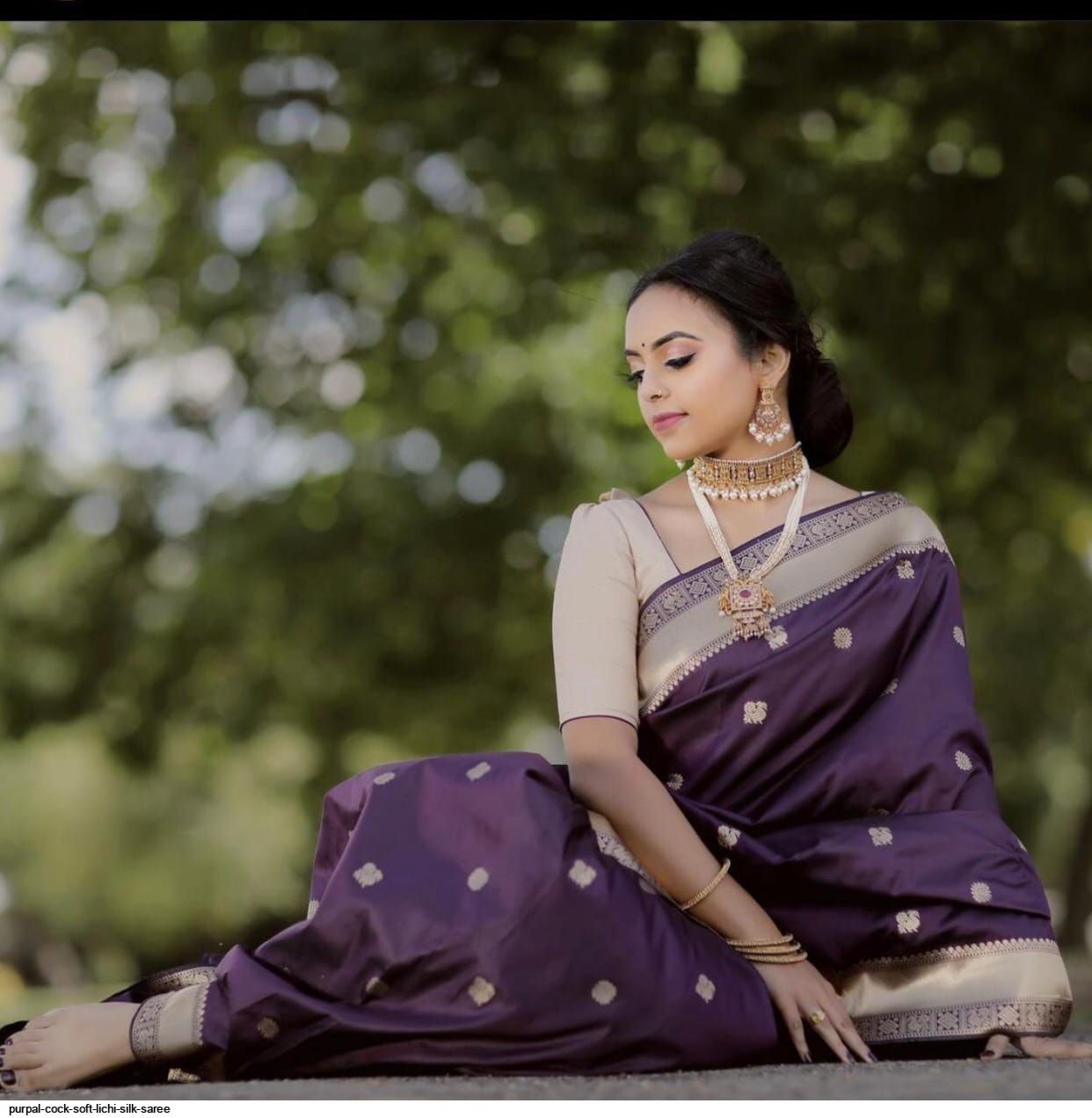 PURPAL COCK SOFT LICHI SILK SAREE