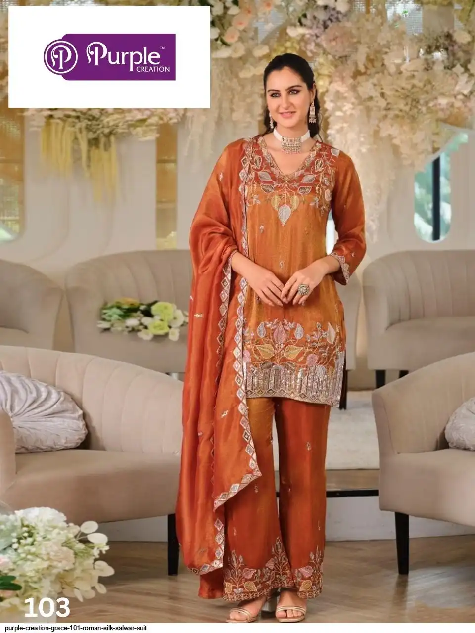 PURPLE CREATION GRACE ROMAN SILK SALWAR SUIT 103