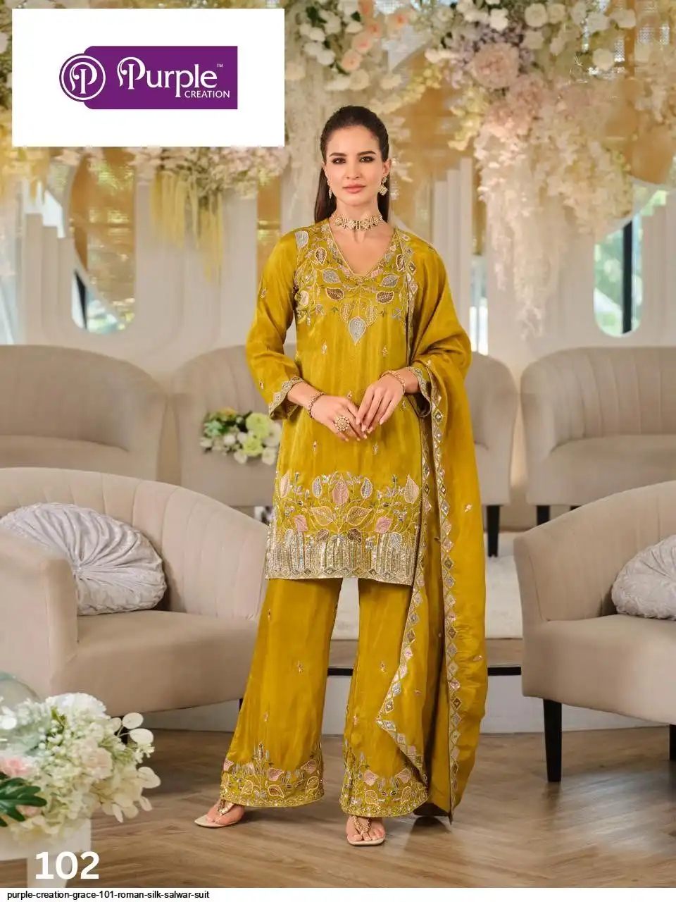 PURPLE CREATION GRACE ROMAN SILK SALWAR SUIT 102