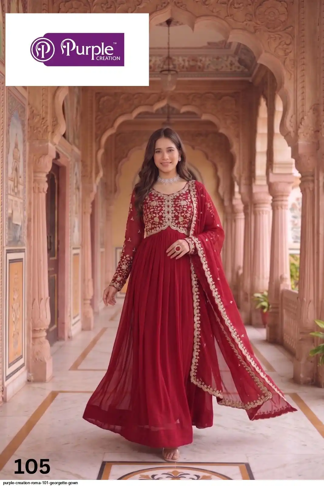 PURPLE CREATION ROMA 101 GEORGETTE GOWN 2