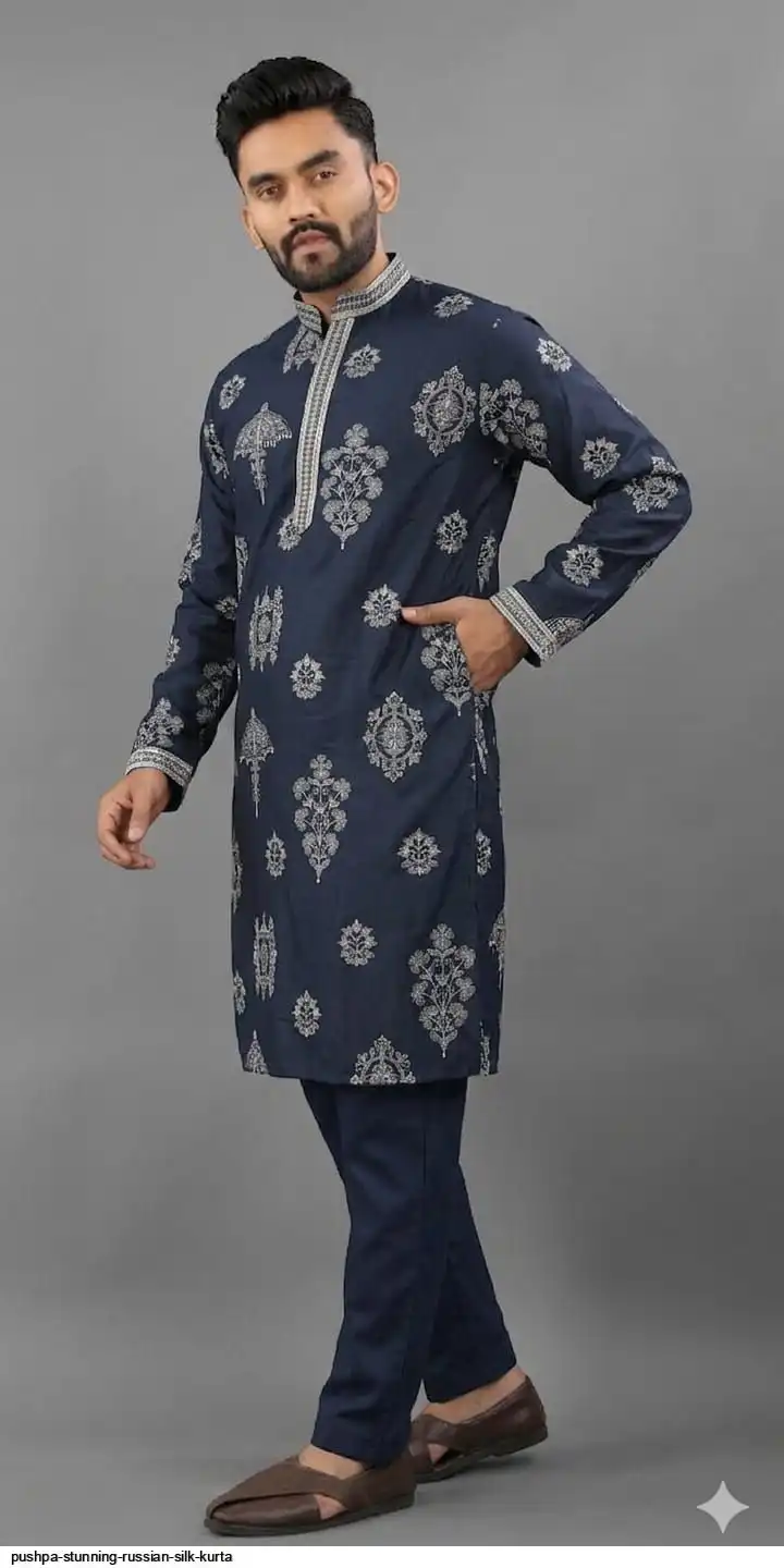 PUSHPA STUNNING RUSSIAN SILK KURTA 4