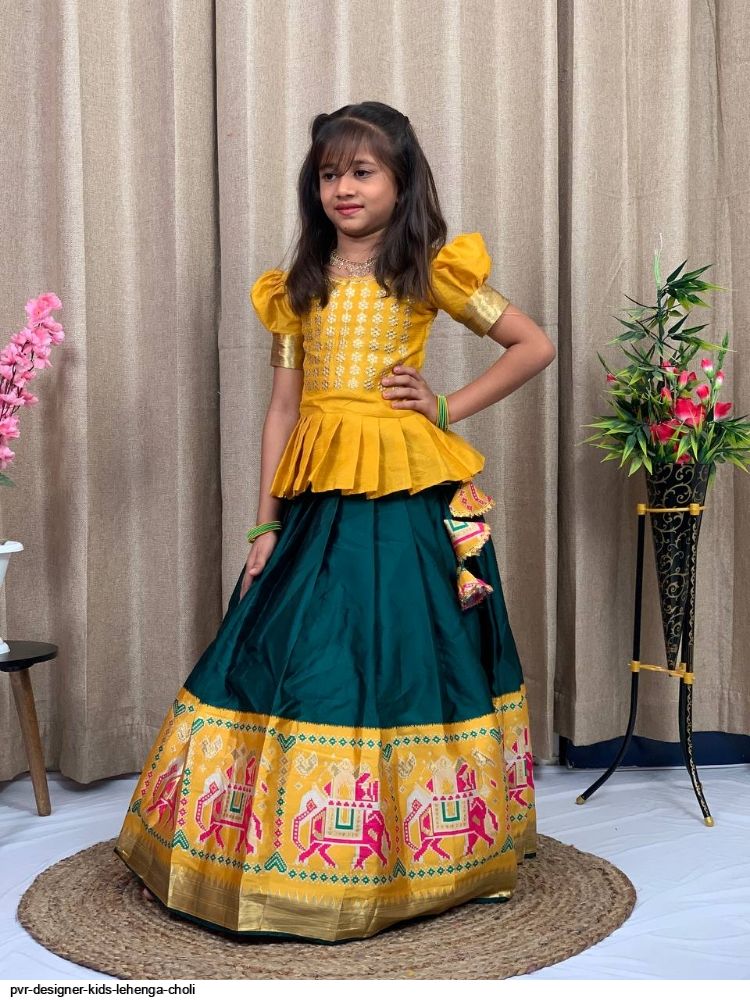 Buy Exclusive from Jaipur Cotton Half Sleeves Choli with Lehenga & Dupatta  Leheriya Pattern Yellow & Firozi for Girls (4-5Years) Online in India, Shop  at FirstCry.com - 14076887