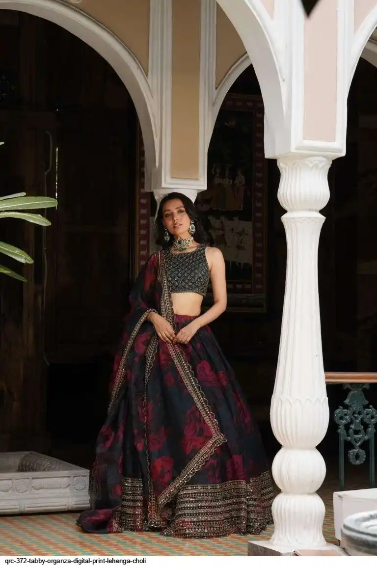 QRC 372 TABBY ORGANZA DIGITAL PRINT LEHENGA CHOLI
