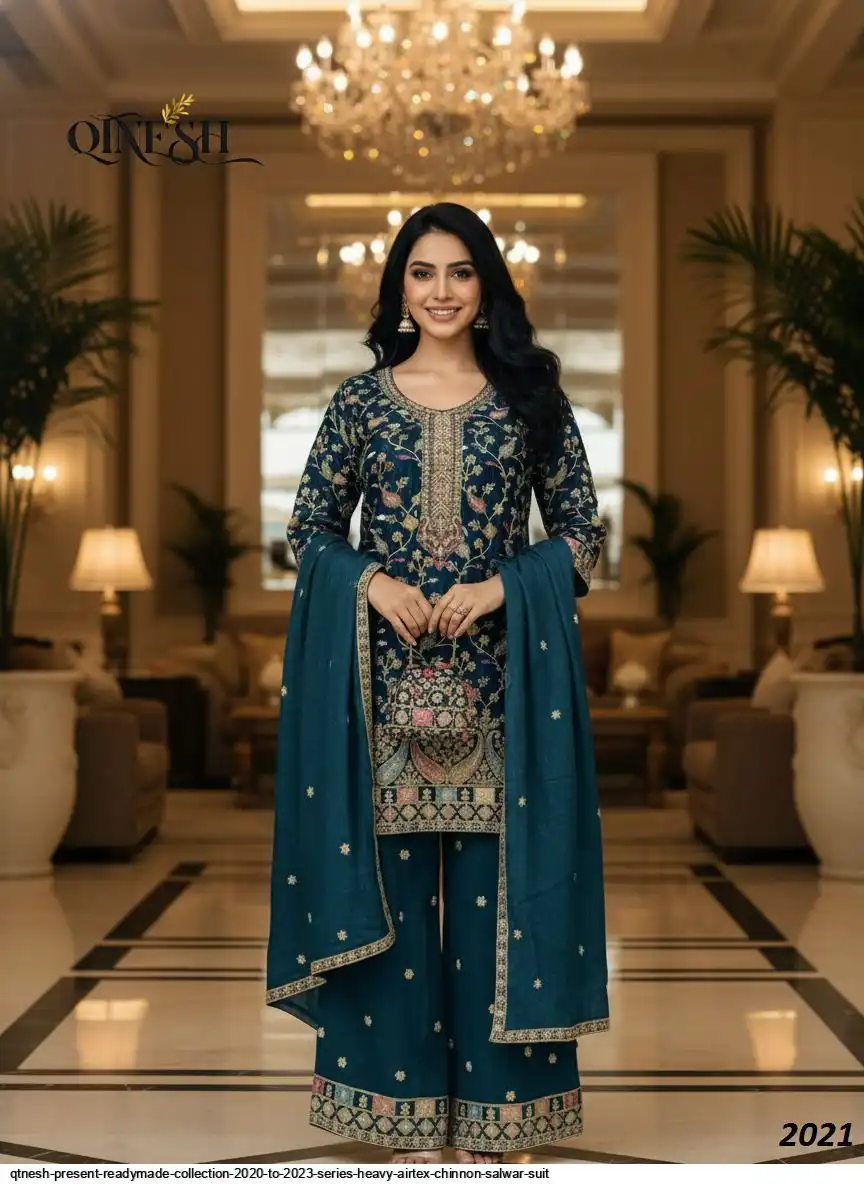 QTNESH PRESENT READYMADE COLLECTION 2020 TO 2023 SERIES HEAVY AIRTEX CHINNON SALWAR SUIT 2021