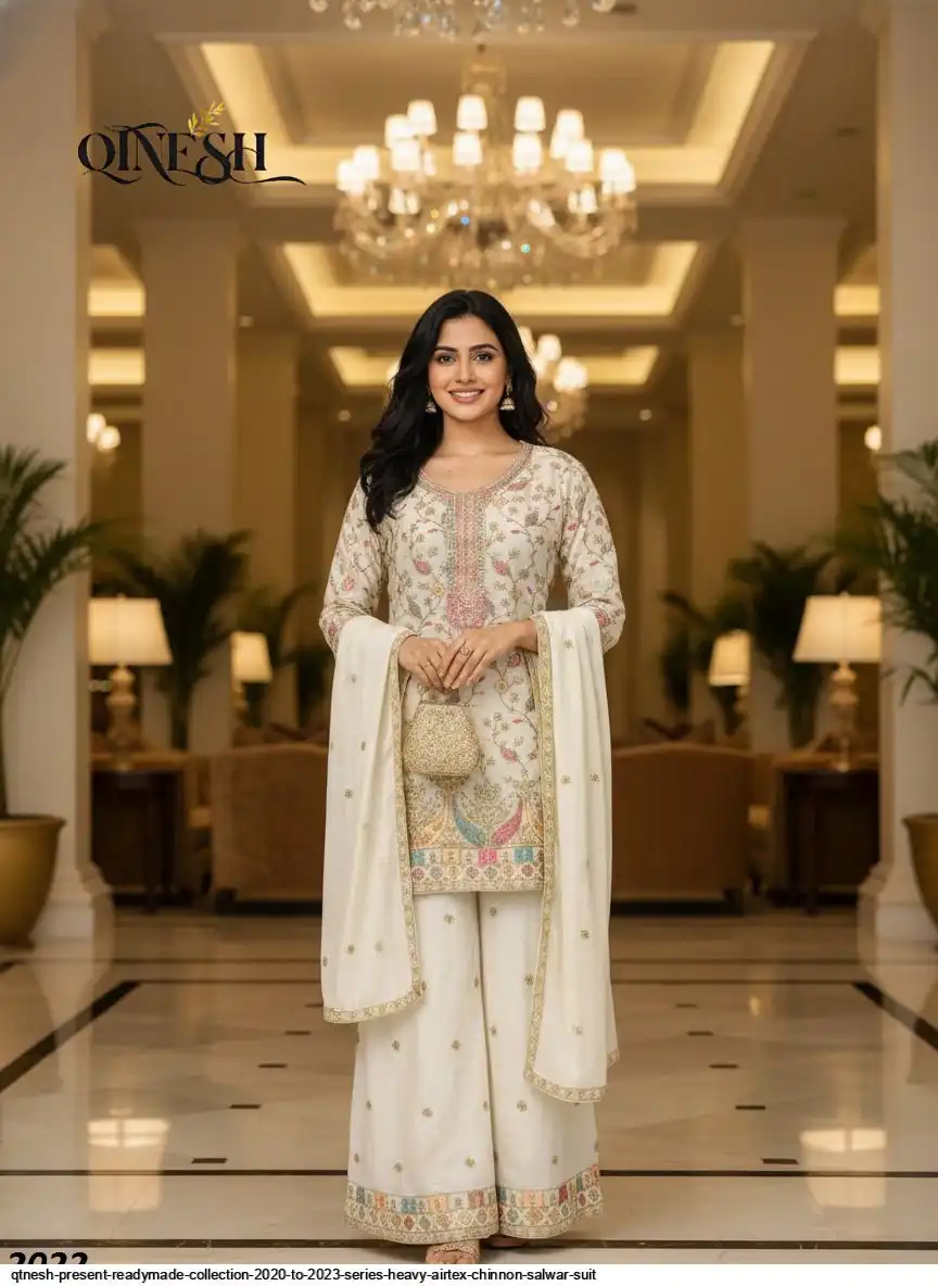 QTNESH PRESENT READYMADE COLLECTION 2020 TO 2023 SERIES HEAVY AIRTEX CHINNON SALWAR SUIT 2022