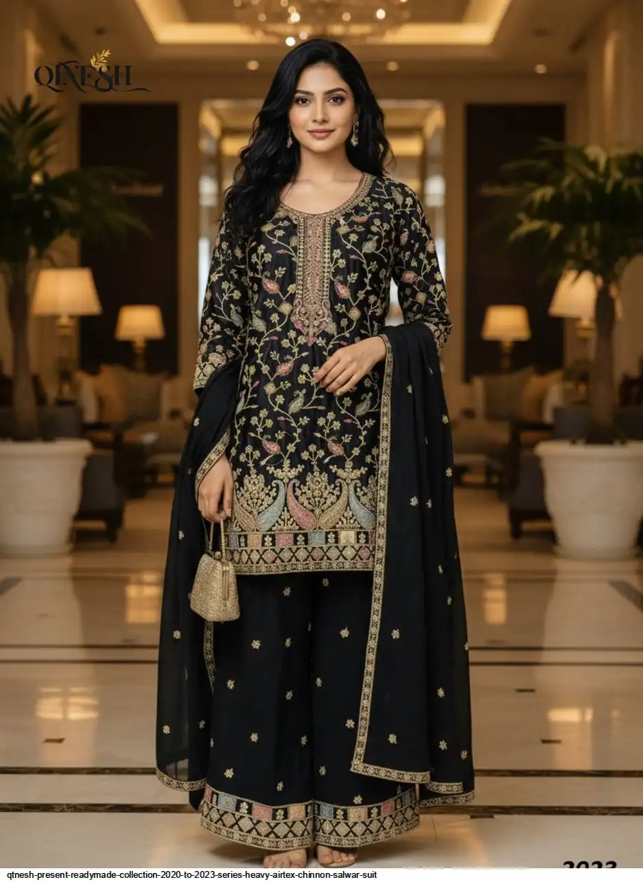 QTNESH PRESENT READYMADE COLLECTION 2020 TO 2023 SERIES HEAVY AIRTEX CHINNON SALWAR SUIT 2023