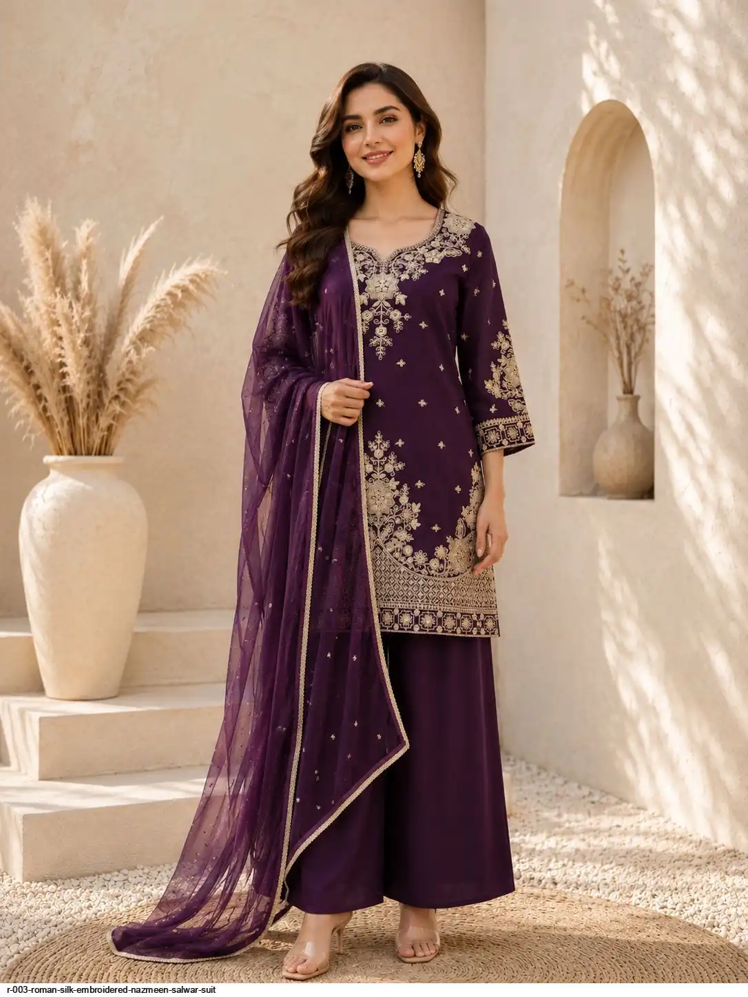 R 003 ROMAN SILK EMBROIDERED NAZMEEN SALWAR SUIT 2