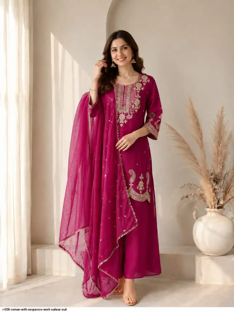 R 006 ROMAN WITH SEQUENCE WORK SALWAR SUIT 2