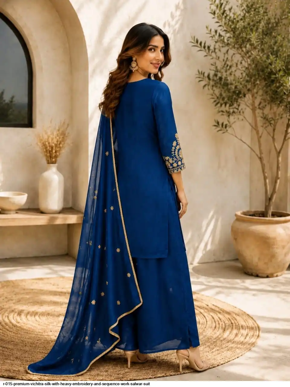 R 015 PREMIUM VICHITRA SILK WITH HEAVY EMBROIDERY AND SEQUENCE WORK SALWAR SUIT 2