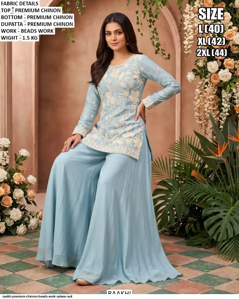 RAAKHI PREMIUM CHINNON BEADS WORK SALWAR SUIT A