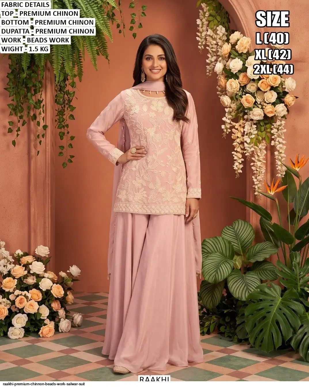 RAAKHI PREMIUM CHINNON BEADS WORK SALWAR SUIT B