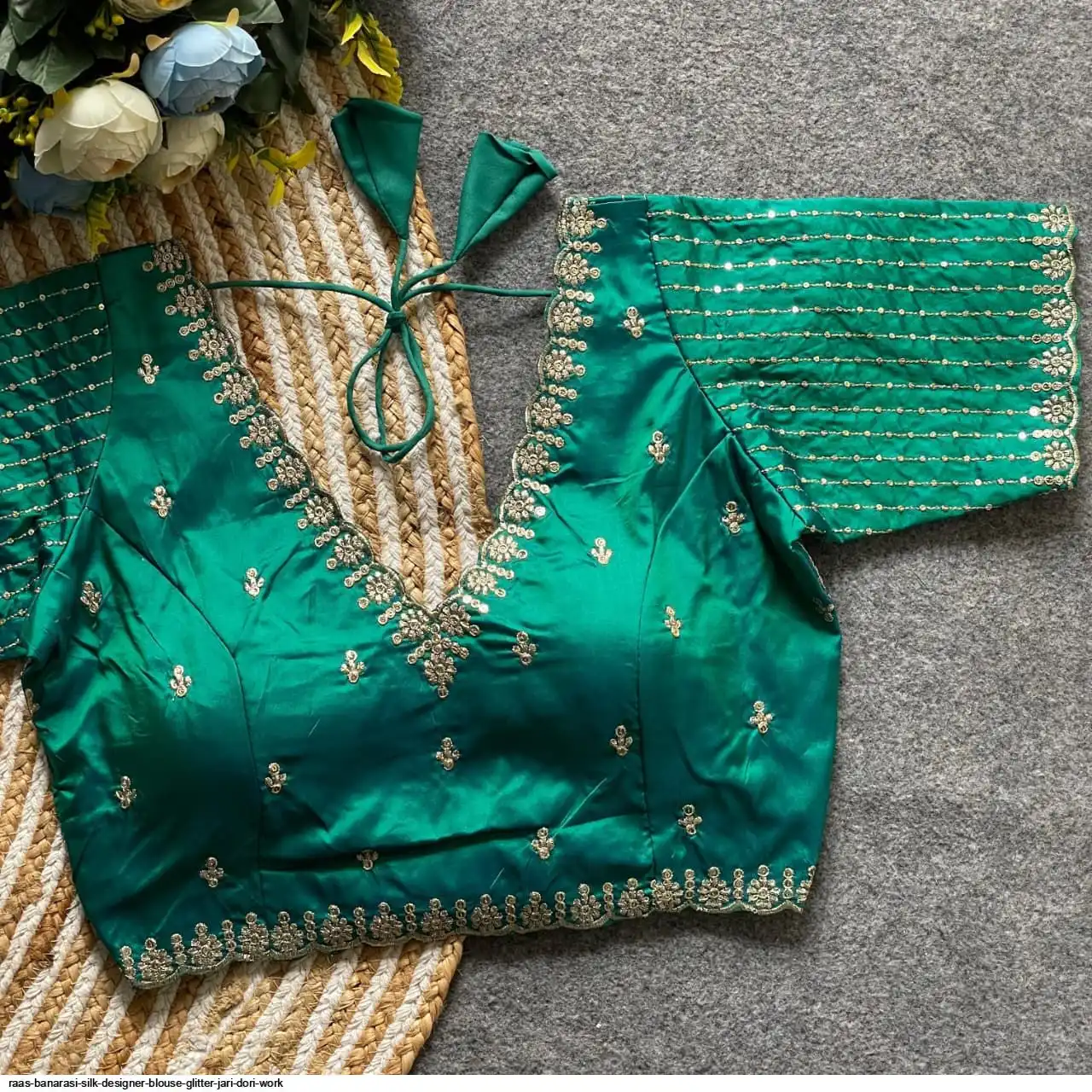 RAAS BANARASI SILK DESIGNER BLOUSE GLITTER JARI DORI WORK A