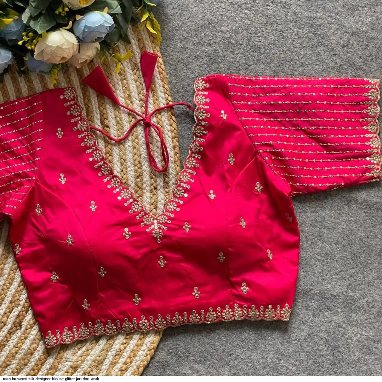 RAAS BANARASI SILK DESIGNER BLOUSE GLITTER JARI DORI WORK G