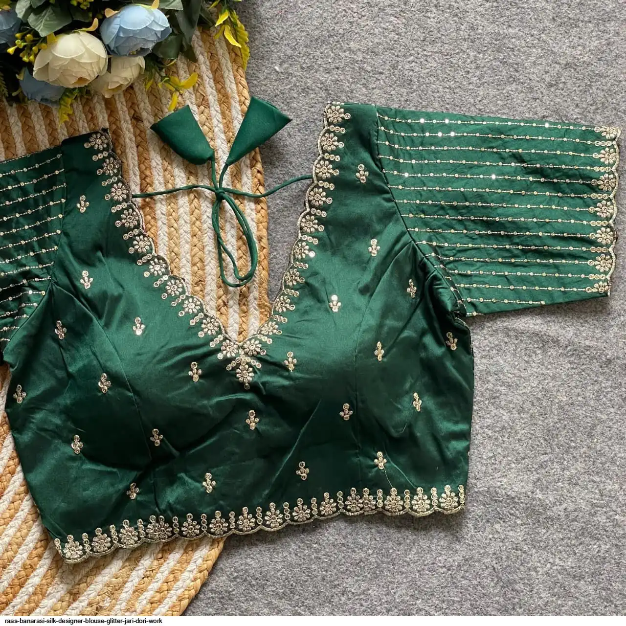 RAAS BANARASI SILK DESIGNER BLOUSE GLITTER JARI DORI WORK H