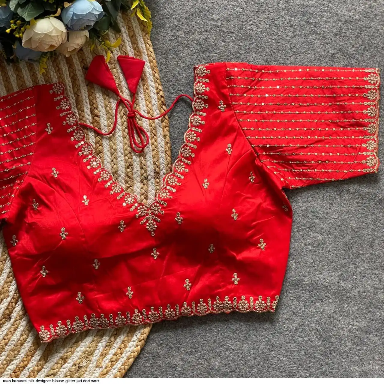 RAAS BANARASI SILK DESIGNER BLOUSE GLITTER JARI DORI WORK D