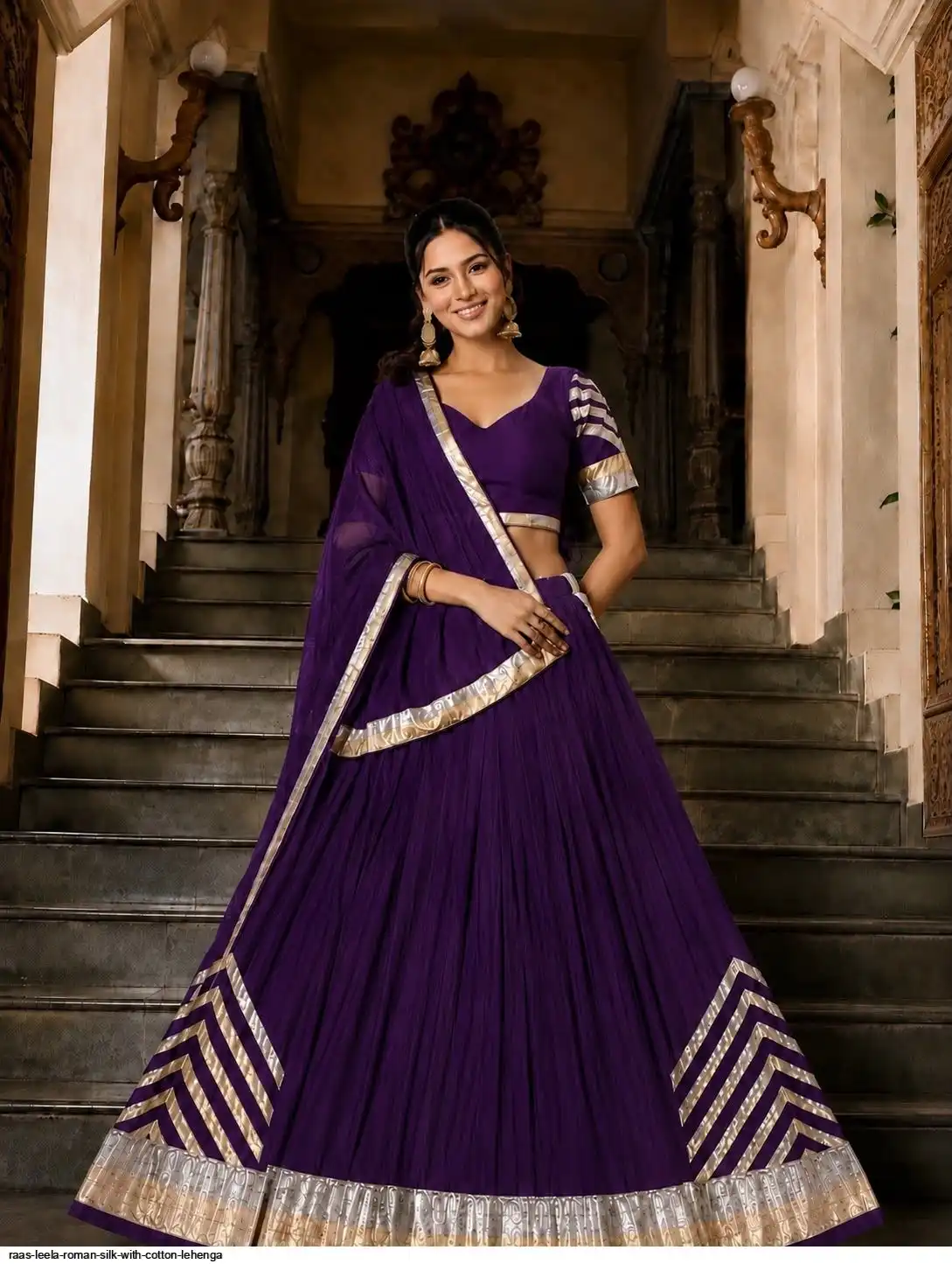RAAS LEELA ROMAN SILK WITH COTTON LEHENGA 1