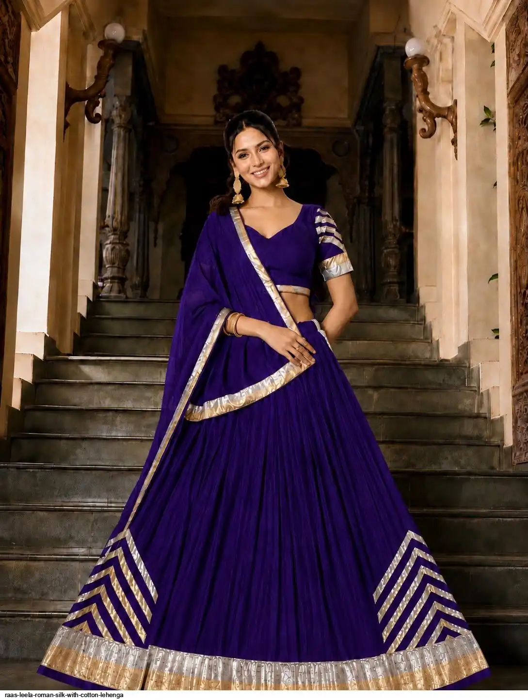 RAAS LEELA ROMAN SILK WITH COTTON LEHENGA 2