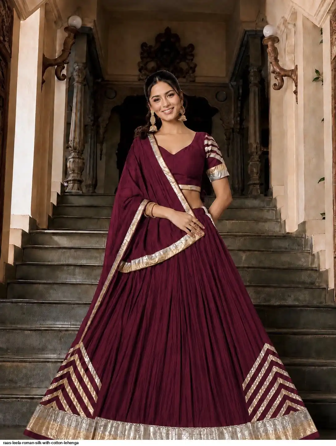 RAAS LEELA ROMAN SILK WITH COTTON LEHENGA 3