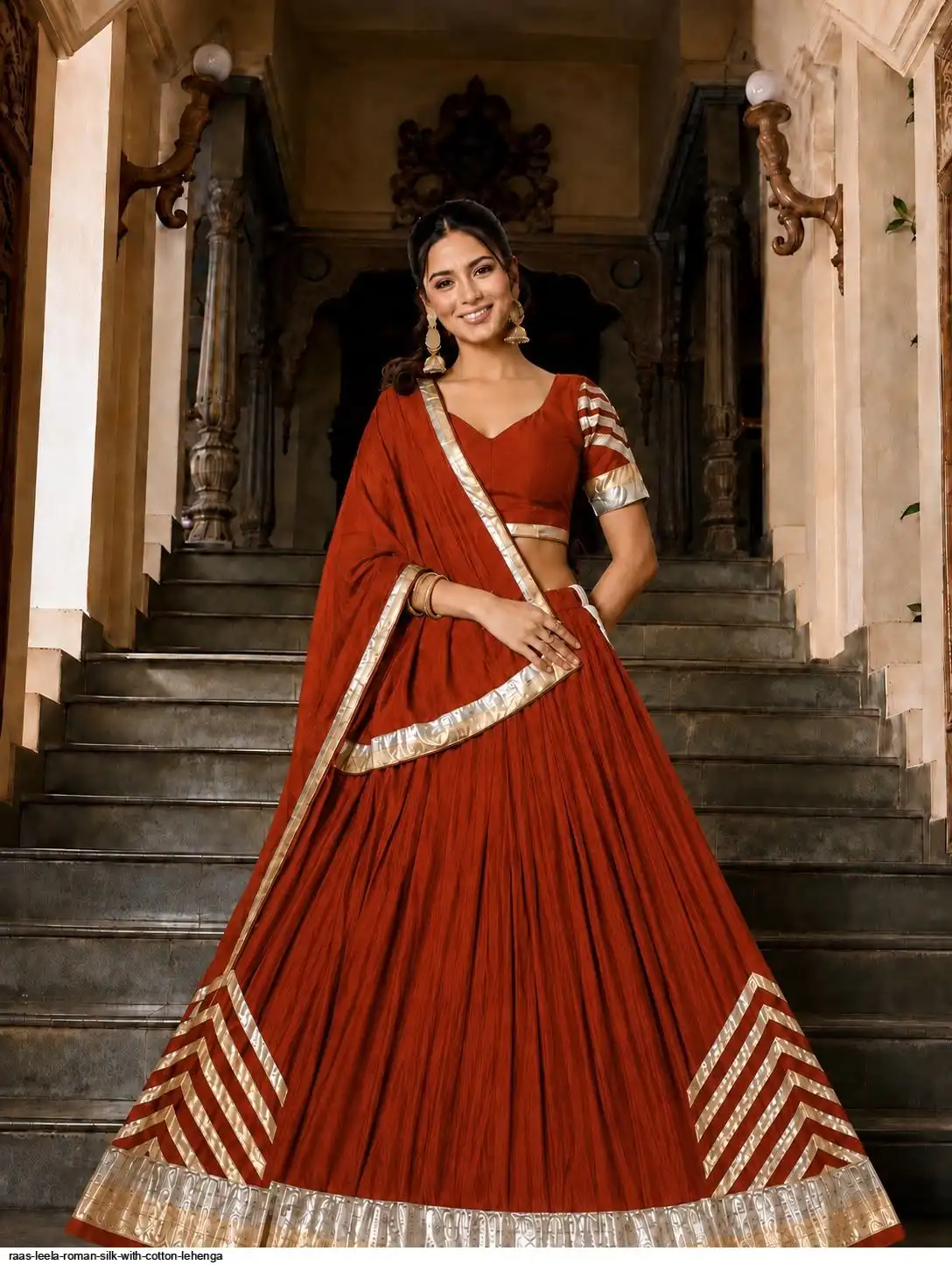 RAAS LEELA ROMAN SILK WITH COTTON LEHENGA 4