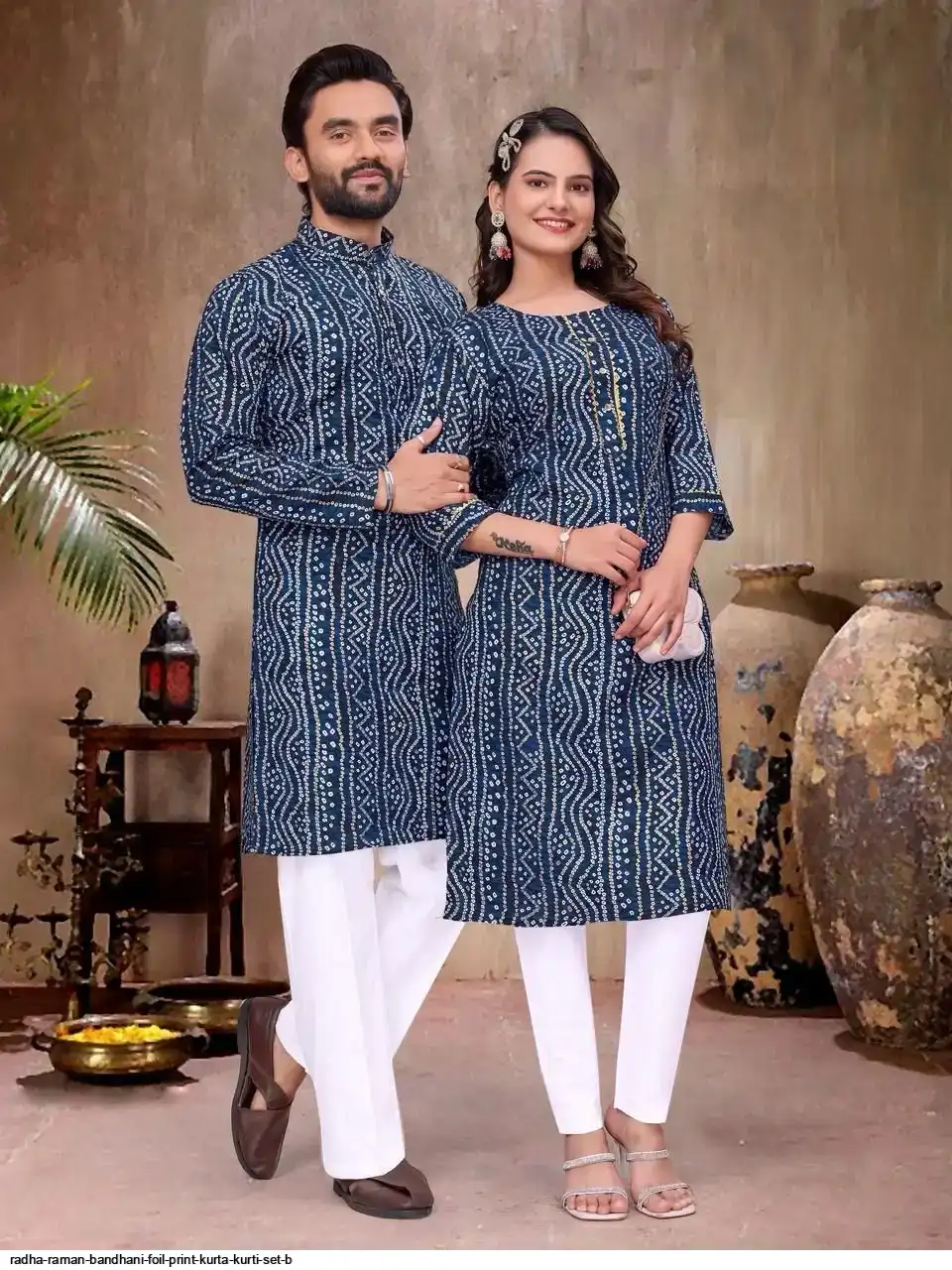 RADHA RAMAN BANDHANI FOIL PRINT KURTA KURTI SET B