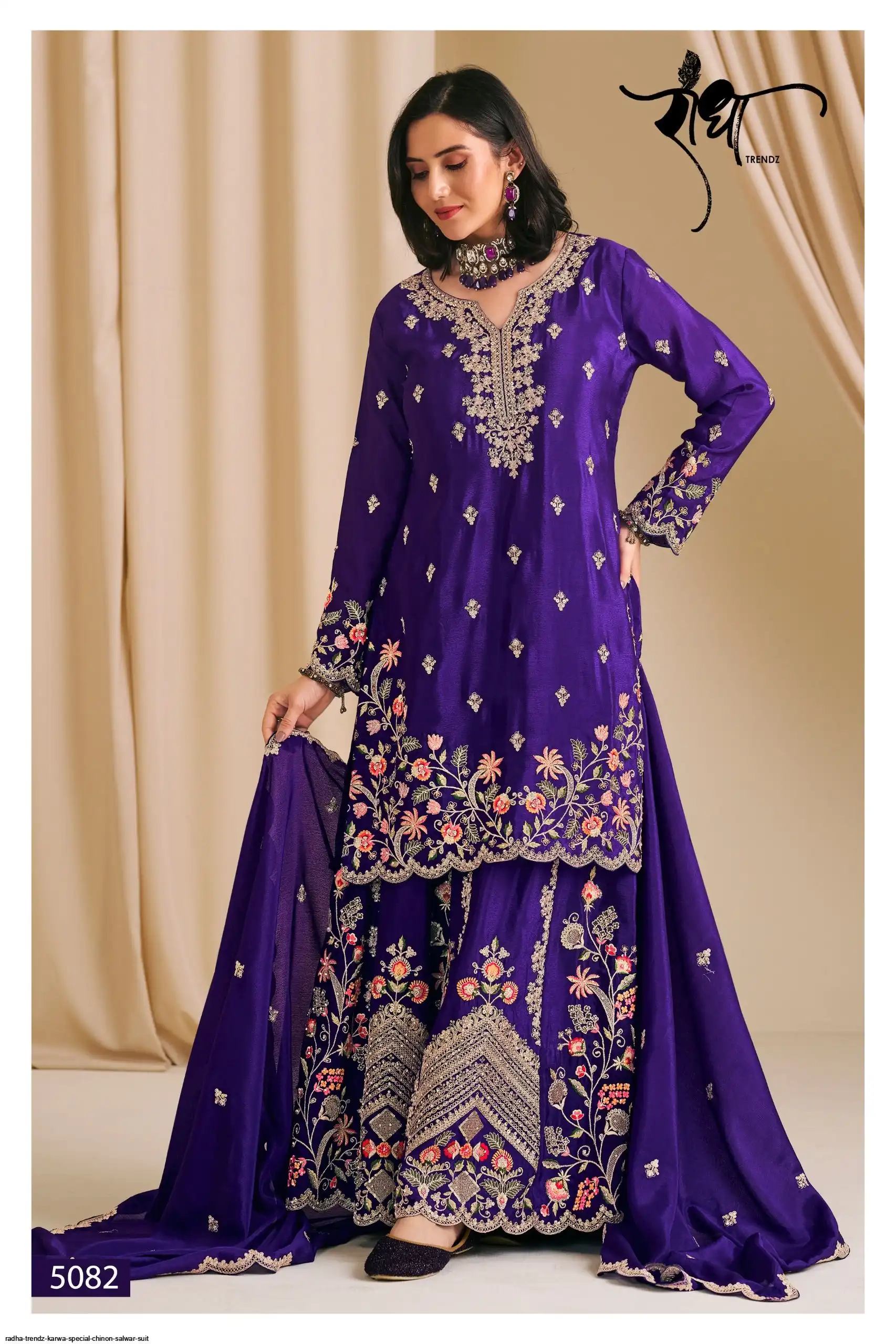 RADHA TRENDZ KARWA SPECIAL CHINON SALWAR SUIT 5082
