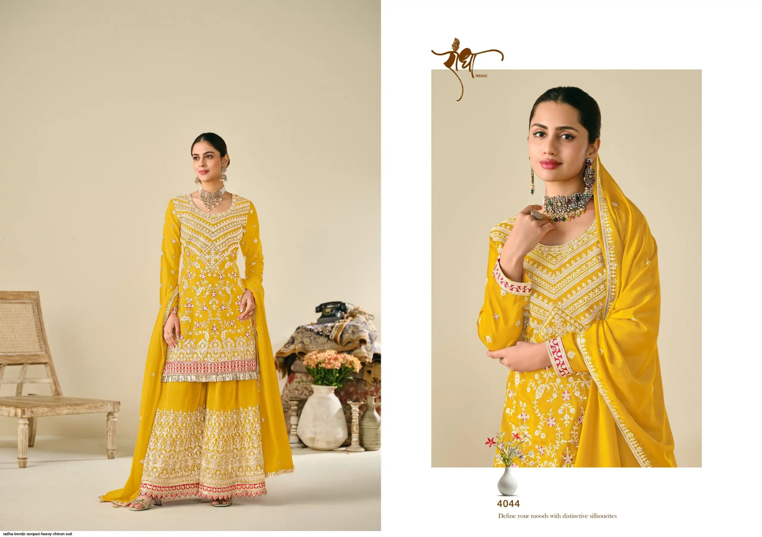 RADHA TRENDZ SONPARI HEAVY CHINON SUIT 4044